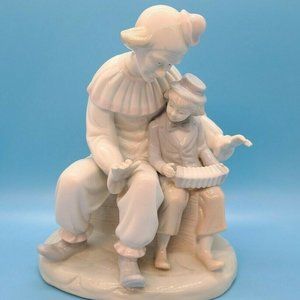 VINTAGE MEICO CLOWN WITH BOY ACCORDION HARMONICA FIGURINE CIRCUS MINT